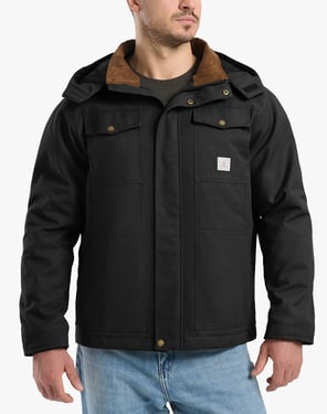 Men's Insulated Work Jacket with Detachable Hood