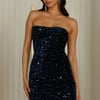 Exquisite Style Sequin Strapless Mini Dress Navy