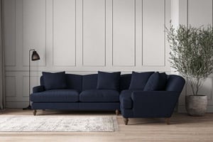 nkuku Deni Large Right Hand Corner Sofa | Make To Order | Brera Linen Indigo | No Colour