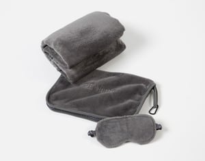 QE Home Travel Mate Blanket & Sleep Mask Set in Grey