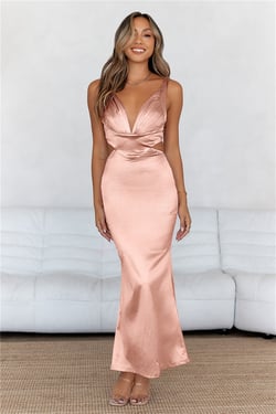 Sunset Views Satin Midi Dress Brown