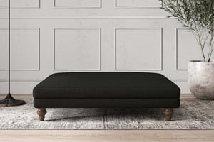 nkuku Deni Dining Footstool | Make To Order | Grand | Brera Linen Charcoal