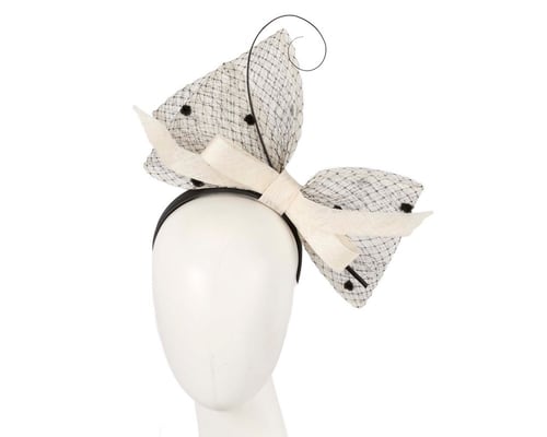 Cream & Black sinamay bow fascinator by Max Alexander