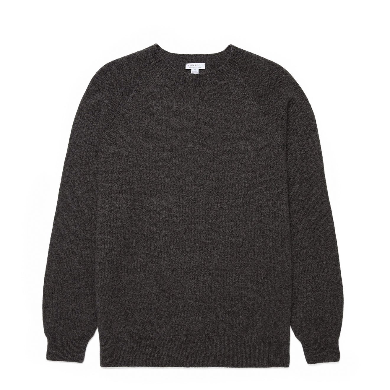 Sunspel Lambswool Crew Neck Dark Green Twist