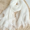 Wool Tencel Solid Ruched Lightweight Scarf - White / One Size
