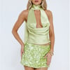 Dazzle Desire Satin Halter Top Green