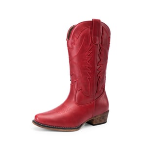 DREAM PAIRS Women   s Embroidered Western Cowgirl Boots