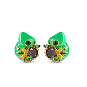 Jeulia Hug Me "Tropical Jungles" Enamel Sterling Silver Earrings