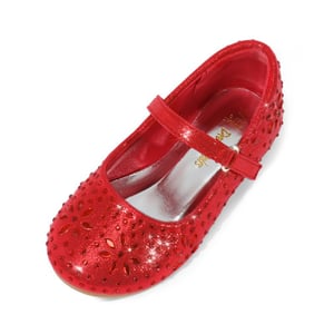 DREAM PAIRS Girls    Rhinestone Pearl Suede Ankle Strap Flats