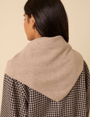 Beige Wool-blend Triangle Scarf