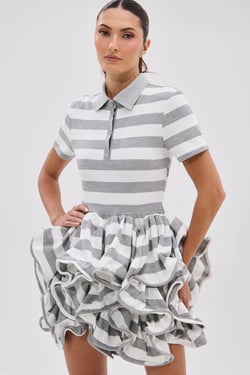 AKIRA Office Siren Striped Shirt Dress | Size XL