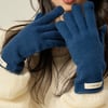 100% Wool Knit Gloves - Navy / One Size