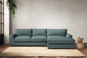 nkuku Guddu Right Hand Chaise Sofa | Make To Order | Medium | Recycled Cotton Airforce