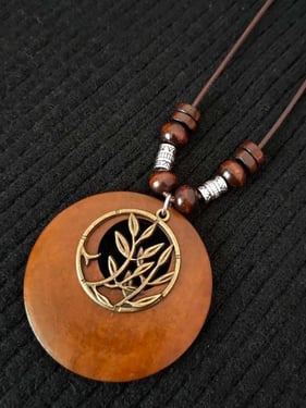 Retro Chic Linen Drape Necklace LOLA - Branches / One-Size