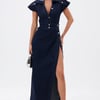 AKIRA Chelsea Button Side Denim Maxi Dress | Size Small