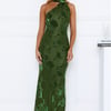 Dewdrops Neck Wrap Maxi Dress Green