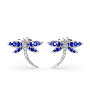 Jeulia "Garden Dragonfly" Round Cut Sterling Silver Earrings