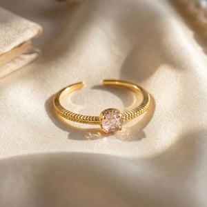 Rose Quartz One Size Fits All October Birthstone Ring