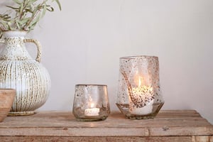 nkuku Linora Recycled Glass Tealight Holder | Candles Holders & Lanterns | Large | Clear