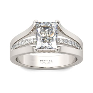 Jeulia Contemporary Design Radiant Cut Sterling Silver Ring