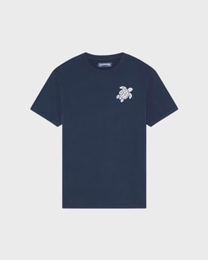Vilebrequin - Men Organic Cotton T-shirt Big Turtle Embroidery - Tee Shirt - Partisol - Blue - Size XXXL