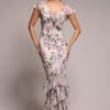 Goddiva Printed Ruffle Neck & Hem Dress - Multi