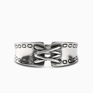 Jeulia "Punk Style" Belt Design Sterling Silver Ring