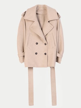 Organic Color Trench-Style Cashmere Peacoat - L-XL / taupe / WC0134-57