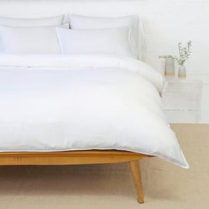 Parker White Cotton Sateen Queen Duvet Set