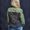 Party Back Shirt - Black Lace - Khaki