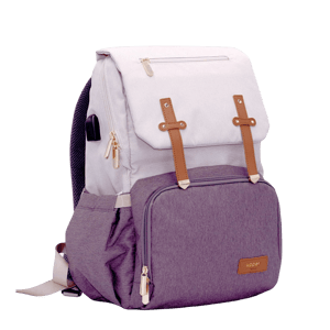 Milan - Light Comfort Everyday Travel Backpack (USB Charging + Bottle Warmer) - light beige & Grey