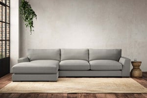 nkuku Guddu Large Left Hand Chaise Sofa | Make To Order | Brera Linen Smoke | No Colour