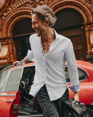 White Sateen with Lowry Blue Accents Shirt