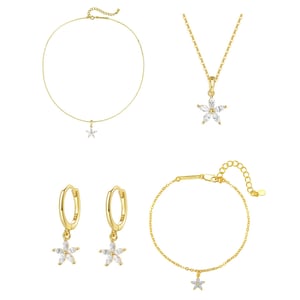 Gemstone Daisy Jewelry Set Sterling Silver