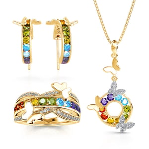 Jeulia "Hello Beauty" Butterfly Cross Sterling Silver Jewelry Set