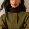 Khaki Cord Detail Long Barn Coat