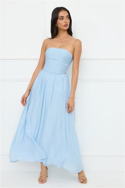 Luxurious Glow Strapless Maxi Dress Blue