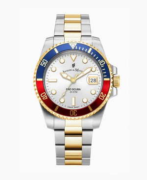 PRO SCUBA 43 Three-hands Date Two-tone Silver dial Stainless steel swiss watch - 43 mm