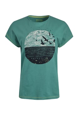 Weird Fish Volant Organic Cotton Front Print T-Shirt Viridis Size 18