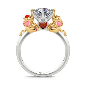 Jeulia Hug Me "Lucky Elephant Lovers" Round Cut Sterling Silver Ring