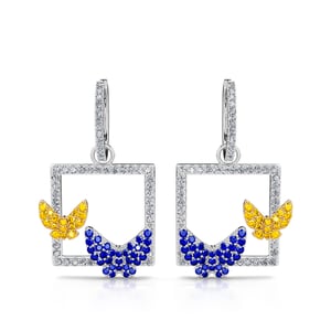 Jeulia "Nature's Awakening" Two Butterfly Sterling Silver Earrings