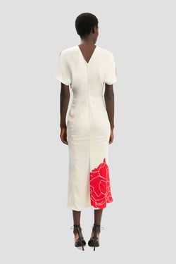Victoria Beckham Bela Midi Dress In Red Floral Print - 16 - Womens