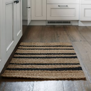 Natural and Black Striped Jute Rug - 3'x5'