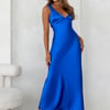 Indigo Fields Satin Maxi Dress Blue