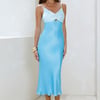 Spellbinding Satin Midi Dress Blue