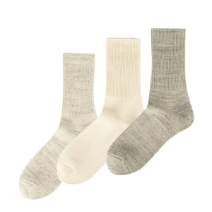 Rototo Organic Daily 3 Pack Ribbed Ecru / Gray