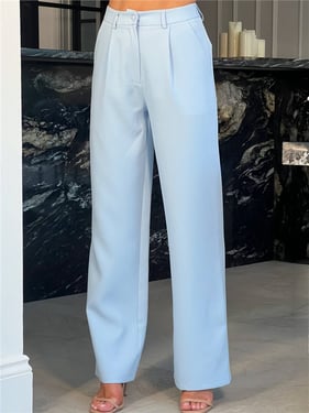 Girl In Mind Jo Pleat Detail Tailored Trouser - Sky Blue - 8