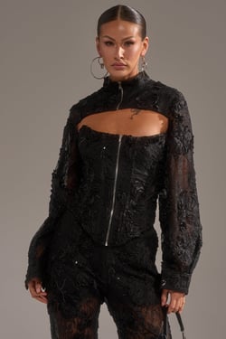 AKIRA Let It Go Lace Jacket | Black | Size 1X