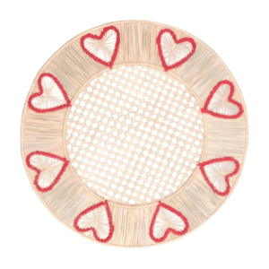 Valentine Hearts Handwoven Iraca Palm Placemat