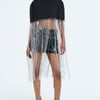 AKIRA New Level Shine Cropped Blouse | Black | Size Small